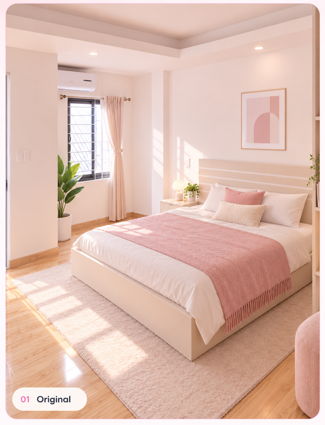 Original pink bedroom before editing