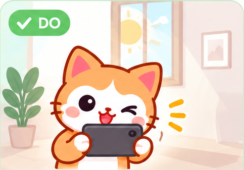 Trợ lý AI nhắc giữ điện thoại ngang và đủ sáng
